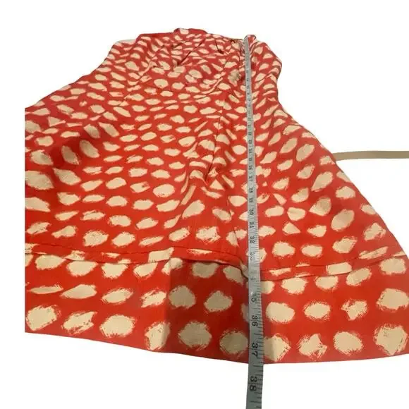 Reto Eliza JRed Coral/White Paint Brush Polka Dot Sleeveless A-Line Dress 14